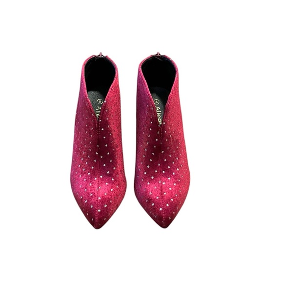 Allegra K Women's Burgundy Cutout Pointed Toe Heel Ankle Booties Size: 8 - Picture 6 of 6
